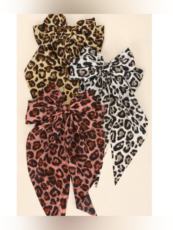 Other - Large Silk Leopard Print Bow - Choose 1